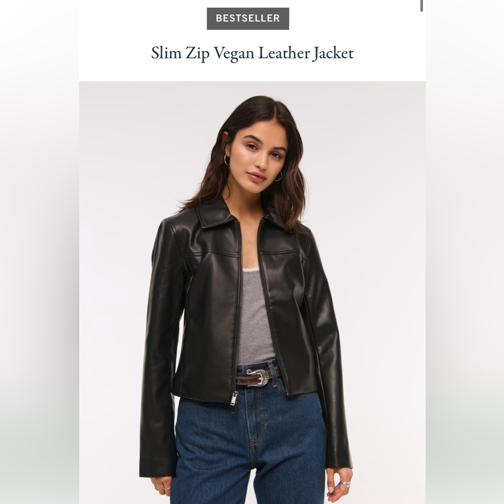 NWOT Abercrombie & Fitch Black Vegan Leather Jacket